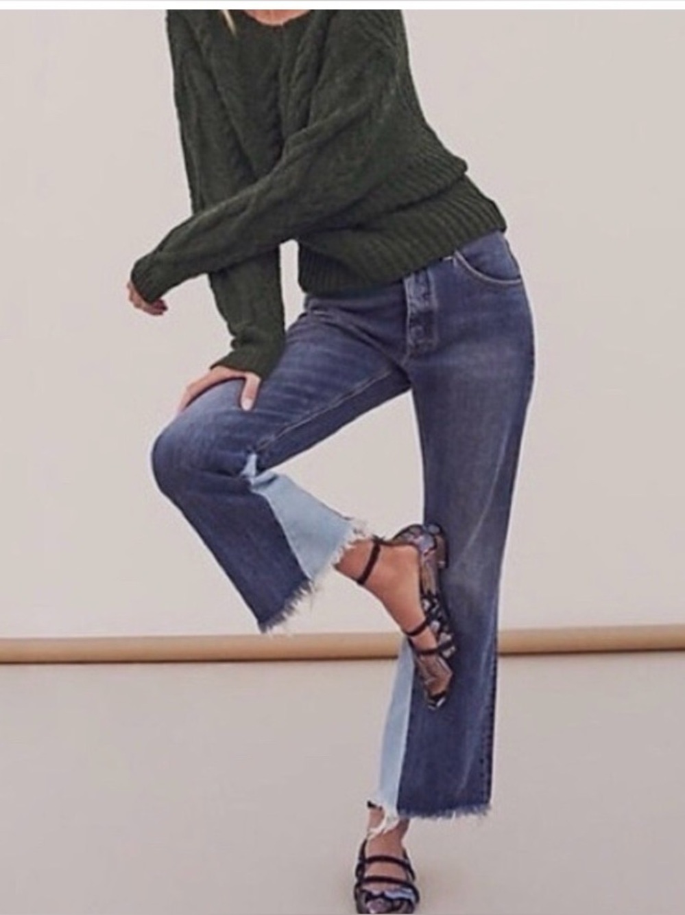 Pilcro + The Letterpress jeans with accent flare panels
